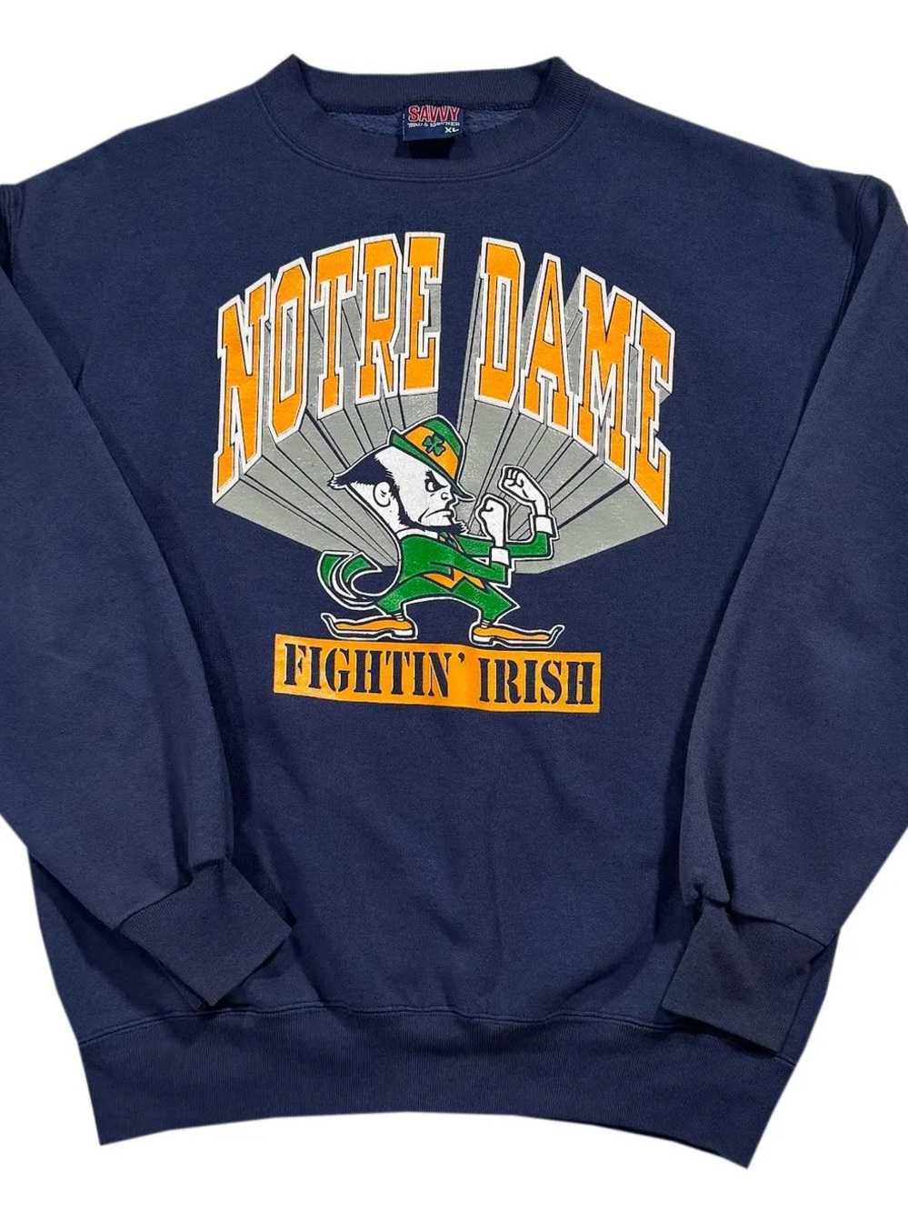 Vintage Savvy Notre Dame Fighting Irish Sweatshirt (Size XL,Fits Smaller)